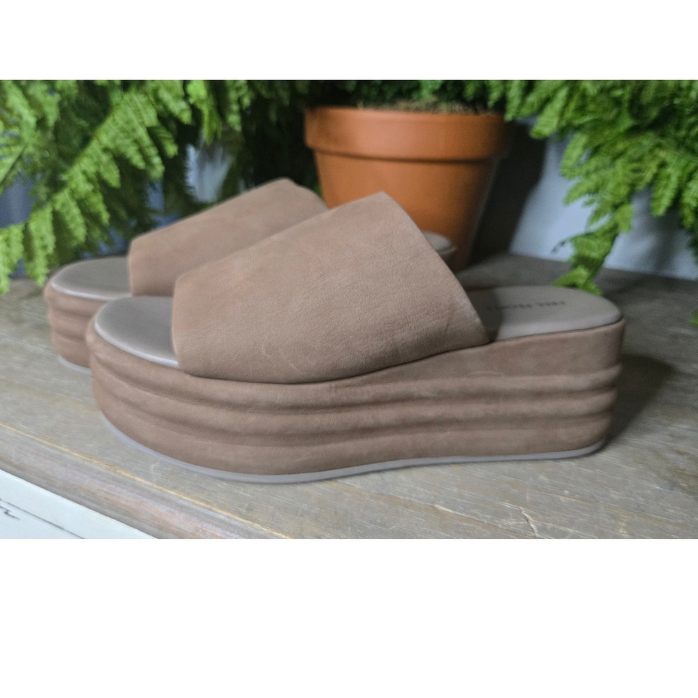 Free People Harbor Taupe Suede Platform Slide Sandals Size 37